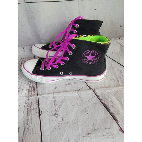 Converse Double Flap Leopard Black Purple Lime Green Women 7.5 Chuck Taylor Shoe - Picture 6 of 10